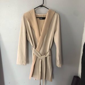 Zara suede hooded trench coat